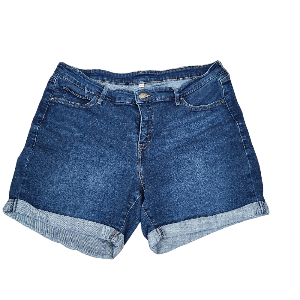 Levis Women Plus Size Blue Denim Mid Shorts Size 20W